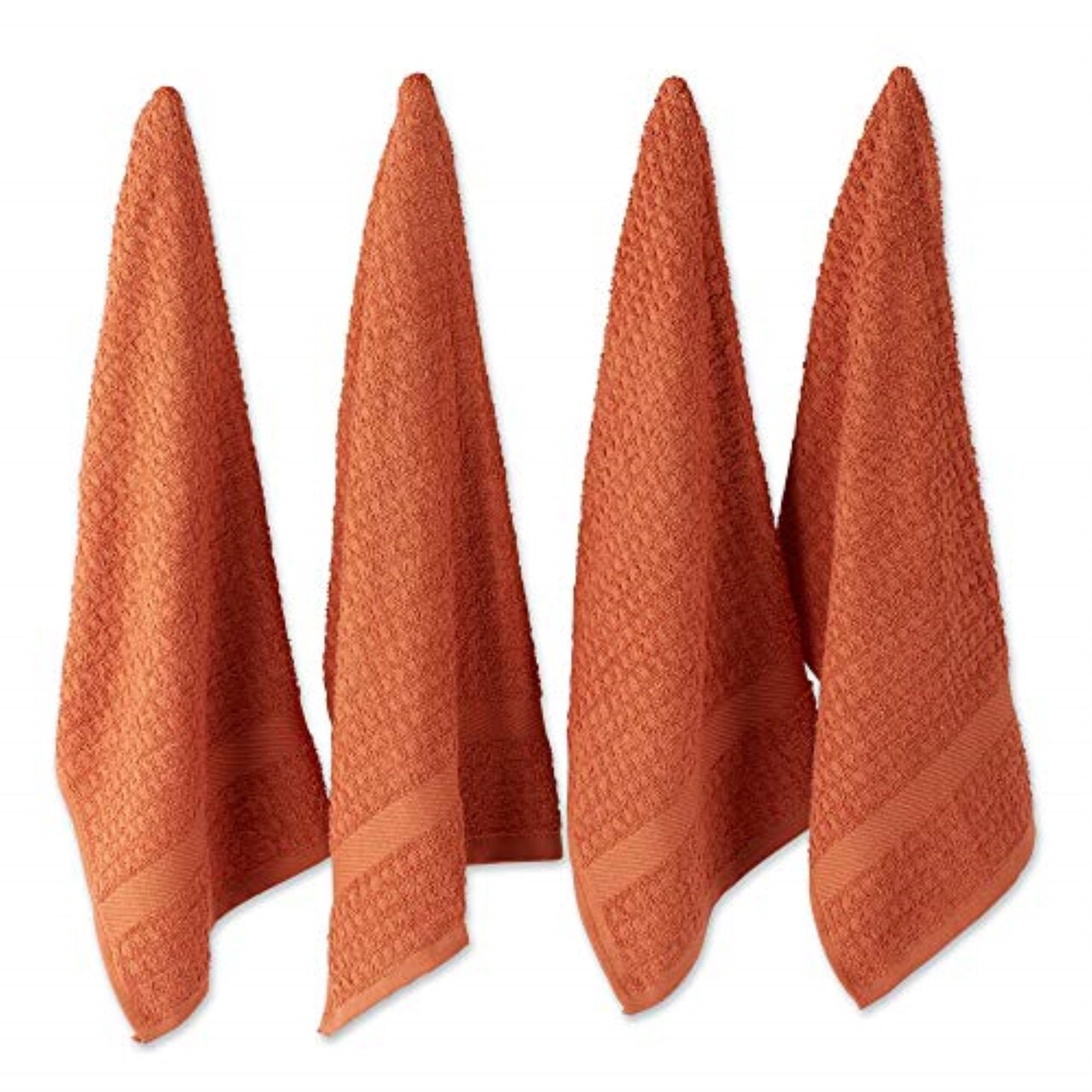DII Cotton Waffle Terry Dish Towels, 15 x 26" Set of 4, Ultra Absorbent, Heavy Duty, Drying & Cleaning Kitchen Towels-Spice